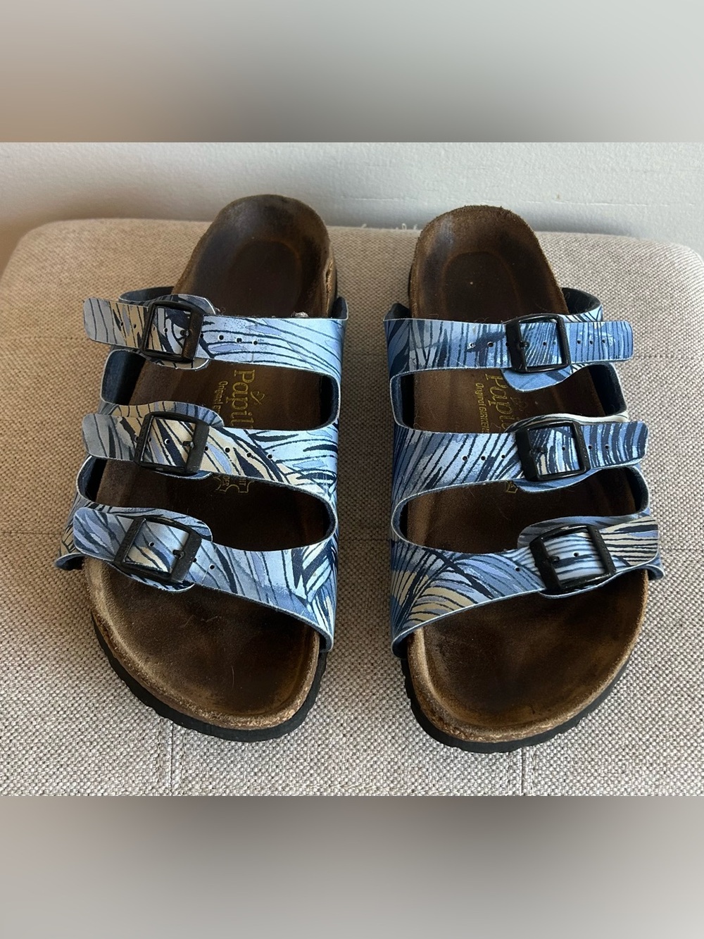 Birkenstock Papillio Florida Floral Sandals Blue Rose 3-Strap Womens 42 US11